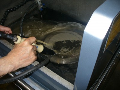 Man cleaning plate